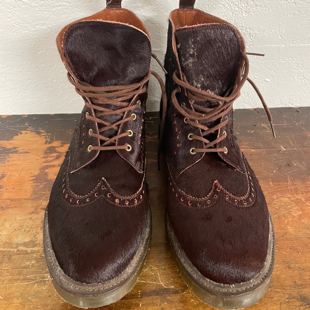 Dr. Martens Bertie Boots, Oxblood,  Italian Hair On
